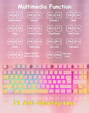 Light Up Cute Pink Gaming Keyboard, 104 Keys Full Size, Number Pad, 19 Keys Anti-Ghosting, Multimedia Function Keys, 3 Colors Led Backlit, Usb Wired Creamy Keyboard For Pc, Computer, Desktop, Laptop