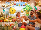 Tropical Cruise Ship Balloon Set, Summer Beach Party Balloons with Palm Tree, Cocktail Glass, Sunshine & Beach Ball, Hawaii Aloha Pool Party Decorations, Cruise Vacation Nautical Theme Supplies