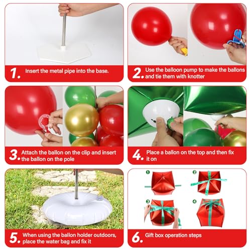 2 Sets Christmas Party Balloon Column Stand Kit Adjustable Balloon Decor