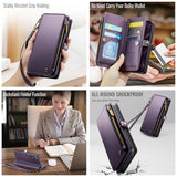 for Galaxy S25 Case Wallet with RFID Blocking Card Holder for Women, Elegant PU Leather Magnetic Snap Flip Wristlet Strap Zipper Wallet Phone Cases