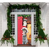 Funny Cats Merry Christmas Door Banner - Santa Cats Xmas Decoration