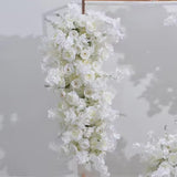 Artificial Cherry Blossom Rose Wedding Arch Flowers, Wedding Welcome Signs Floral Greenery Arrangements, Fake Flower Garland Green Leaves Rose For Home Decor Ceremony Backdrop Decor (Main Flower)
