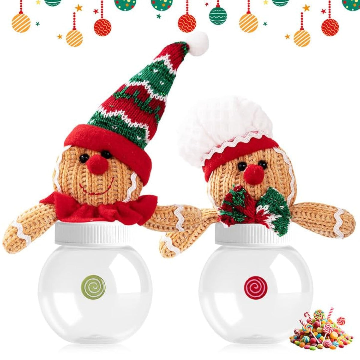 Christmas Candy Jar, Gingerbread Man Cookie Jars Holiday Candy Jar Multifunctional Material For Christmas Party Gifts, Xmas Stocking Fillers Or Company Holiday Gifts 2Pcs