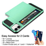Case for iPhone 11 Case Wallet Credit Card Holder ID Slot Sliding Door Hidden Pocket Anti-Scratch Dual Layer Hybrid Bumper Armor Protective Hard