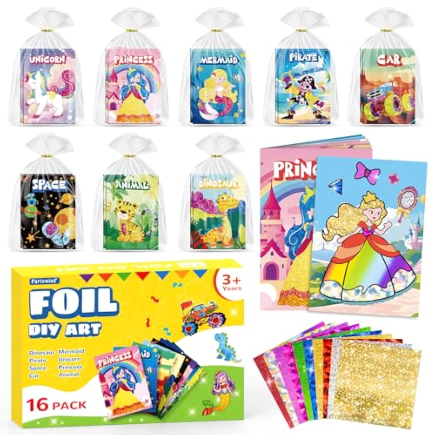 16-Pack Foil Art and Craft Books for Kids Birthday Favors and Travel