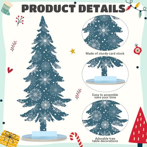16 Pcs Merry Christmas Tree Centerpiece Buffalo Plaid Snowflake