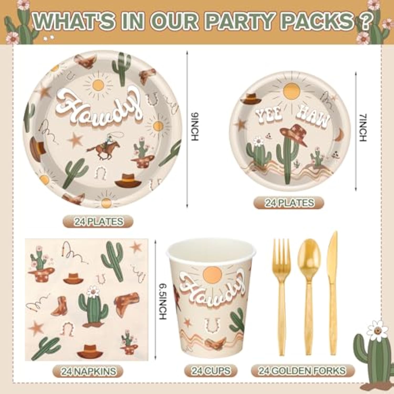 168 Pcs Boho Western Rodeo Birthday Party Supplies Cowboy Birthday Party Decorations, Howdy Cowgirl Supplies, Yeehaw Western Baby Shower Favors, Wild West Theme Tableware