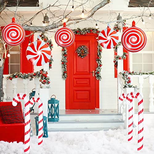 32 Pcs Christmas Candy Cane Balloons Foil Lollipop Swirl Party