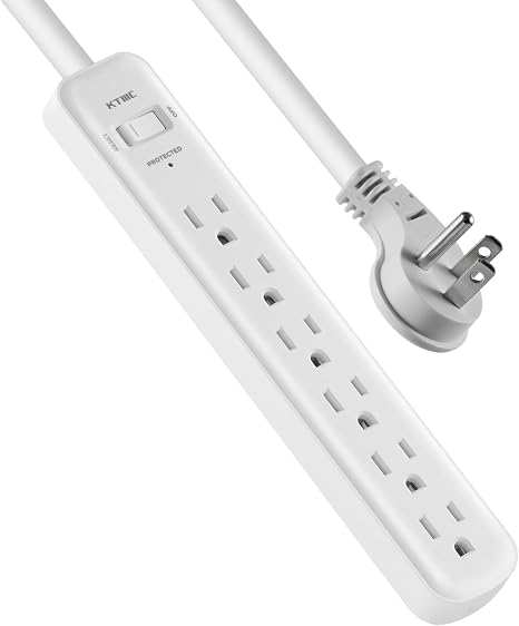 Surge Protector Power Strip 6 Ft Extension Cord for Kitchen Office White
