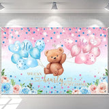 We Can Bearly Wait To See Banner He Or She Gender Reveal Party Supplies Pink And Blue Baby Reveal Party Decorations Bear Theme Backdrop Photo Booth Background 70.8 X 43.3 Inch