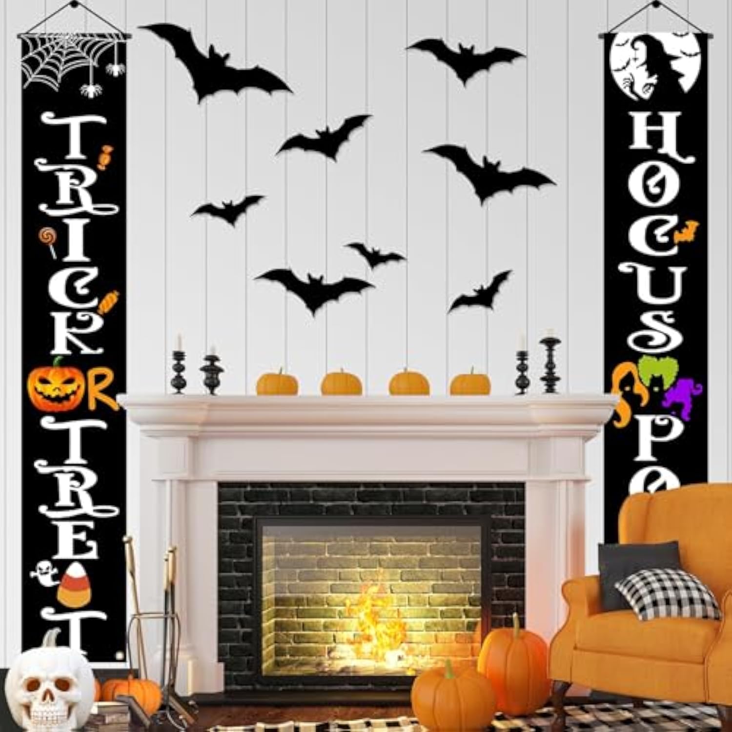Hanging Halloween Door Decorations 70 Inch Banner Porch Sign Indoor Outdoor Party