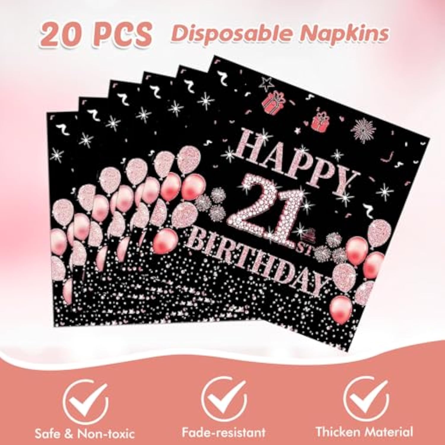 21St Birthday Decorations For Girls Rose Gold Happy 21 Aged Birth Supplies For Her Including 20 Plates 20 Napkins 21 Year Old Girl Birthday Party Tableware For Sweet Teenager