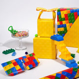 Reversible Building Blocks Wrapping Paper For Boys Girls - 17 Inch X 33 Ft - Colorful Building Bricks Design Gift Wrap Paper For Kids Birthday Party Toy Lovers