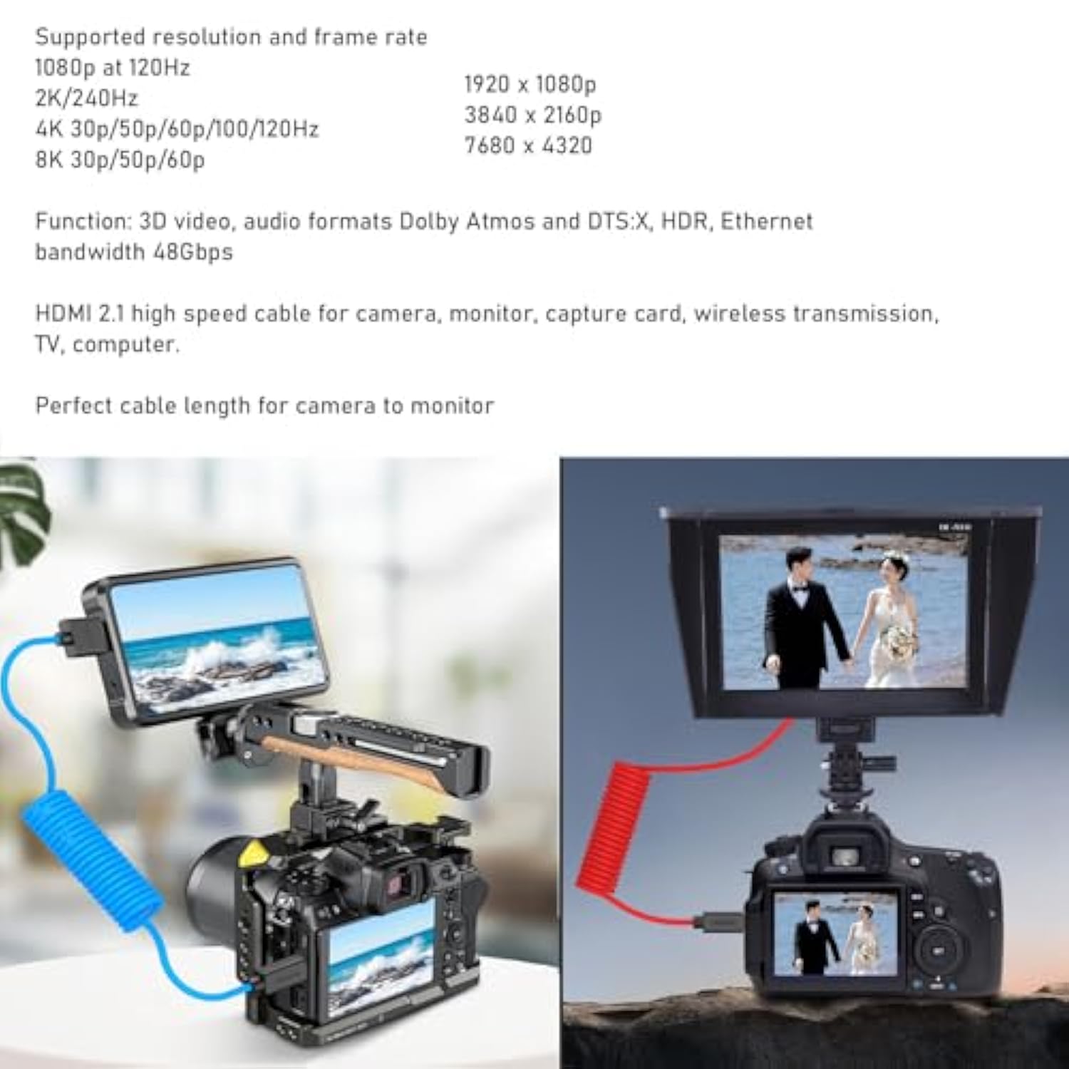 Micro Hdmi To Hdmi 4K 8K Ultra Hd Cable For Sony A6500 A7Iii Canon Eos M R5 R7