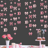 Hot Pink Glitter Bow “Happy 10th Birthday” Banner & Garland Decor for Girls