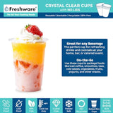 Freshware 16 oz Clear Disposable Plastic Cups, Clear Plastic Cups Tumblers, Heavy-duty Party Glasses, Disposable Cups for Thanksgiving, Halloween, Christmas Party, 16 Oz Cups, 100 Count (Pack of 1)