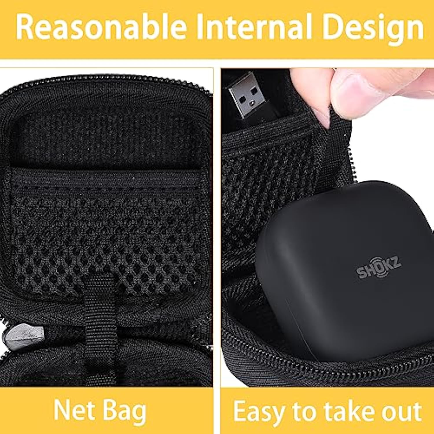 co2CREA Hard Case Replacement for SHOKZ New OpenFit 2 / OpenFit Air/OpenFit Open-Ear True Wireless Bluetooth Headphones with Microphone, Black