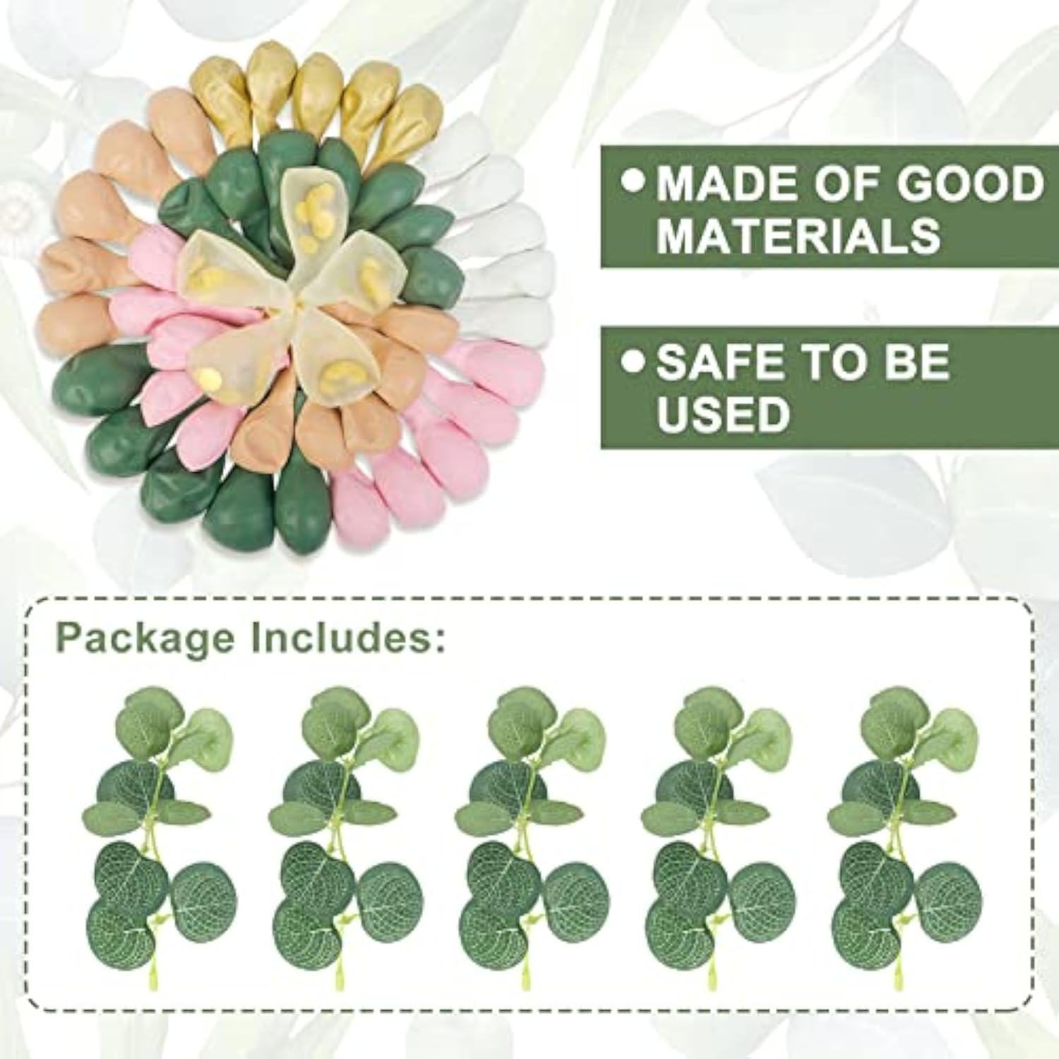 166Pcs Sage Green Balloon Garland Arch Kit Olive Green Blush Peach White Gold Balloons Artificial Eucalyptus Stems Jungle Safari Baby Shower Birthday Party Baptism Decorations For Boys Girls