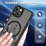 OOK Magnetic for iPhone 14 Case [Compatible with MagSafe] Black Wild Flower Slim Translucent Matte Case for iPhone 14 Case Camera Lens Protection Scratch-Resistant Cover, Black Wild Flower (6.1")