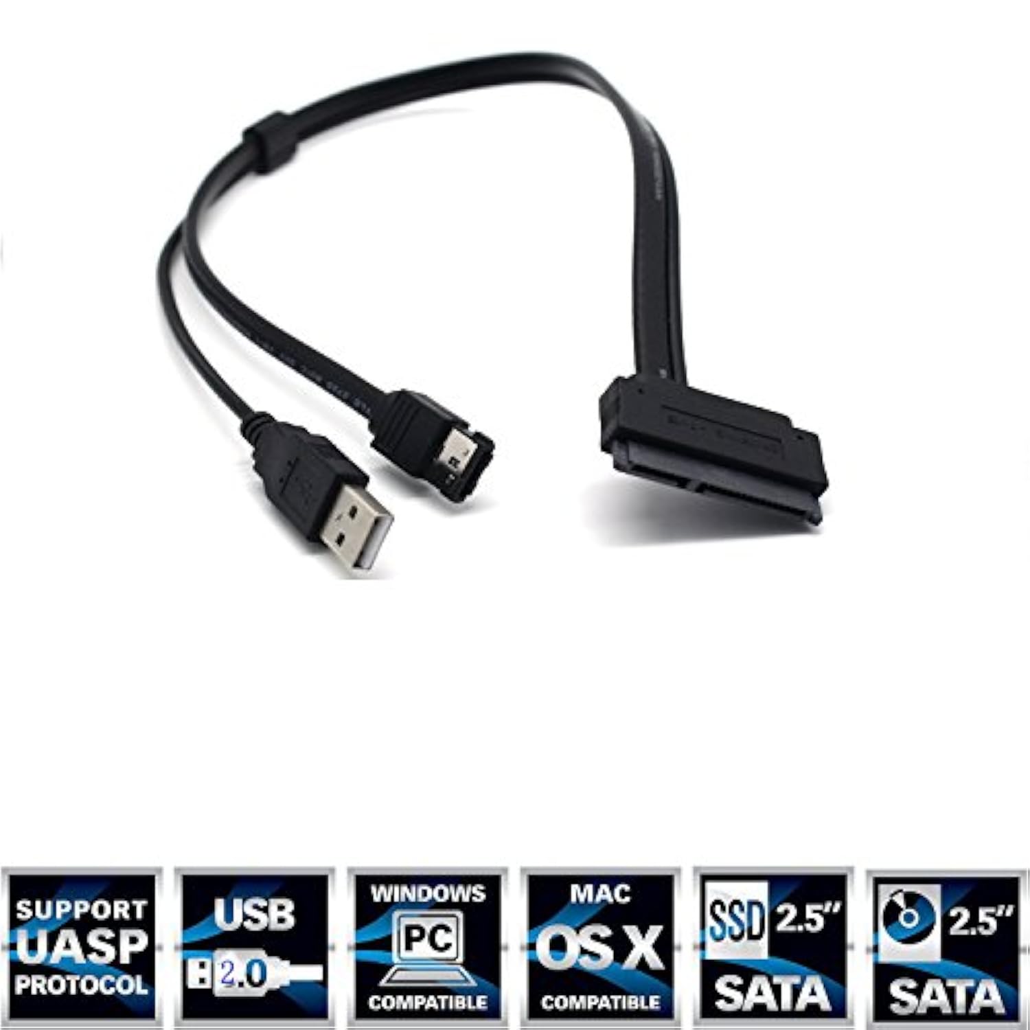 2.5'' Hard Disk Drive Sata 22Pin To Esata Data Usb Powered Cable Adapter For O