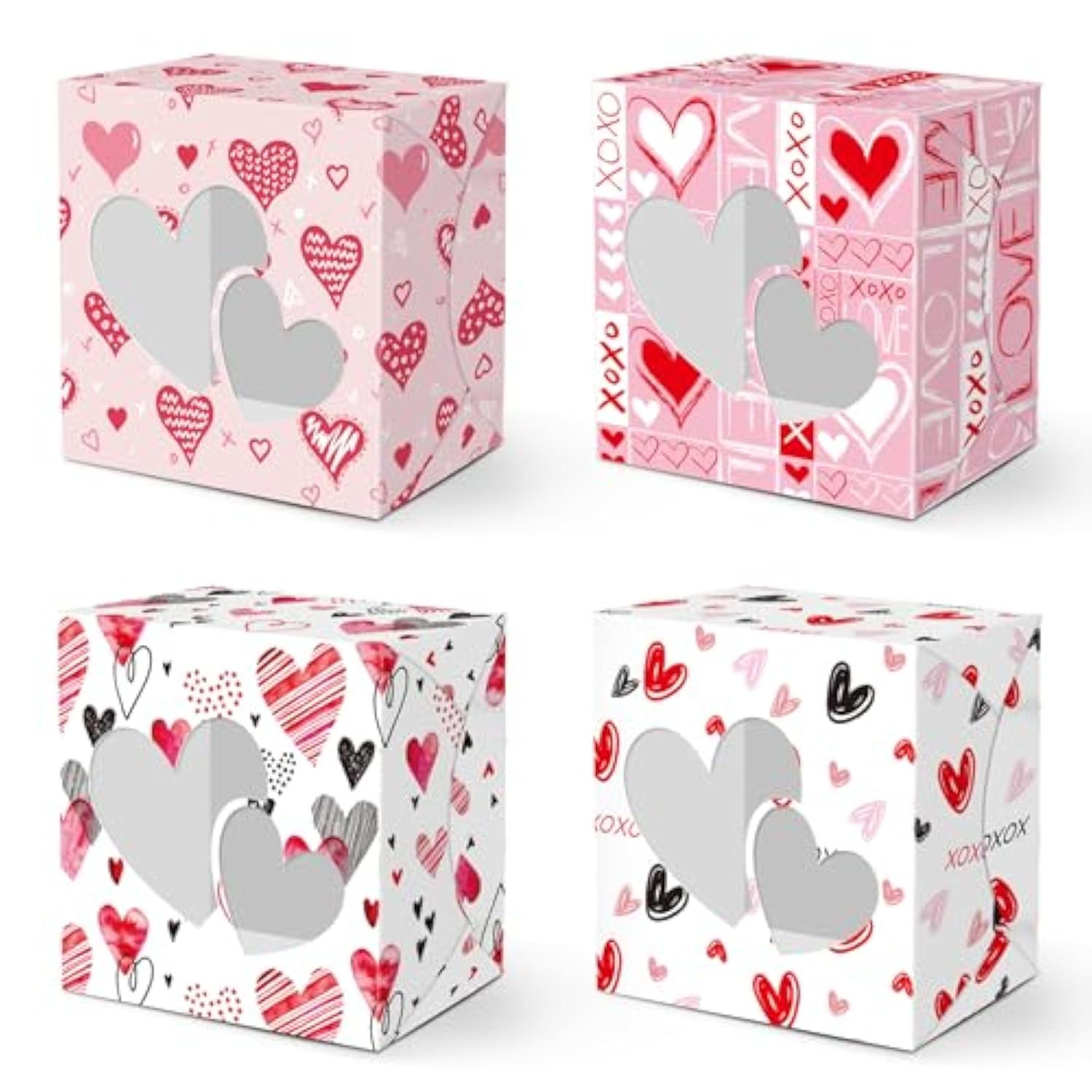Valentine’S Day Treat Gift Boxes 24 Pcs Paper Transparent Window Packaging Box For Cookie Macaroon Candy Chocolate Wedding Birthday Party Favor Supplies Decorations
