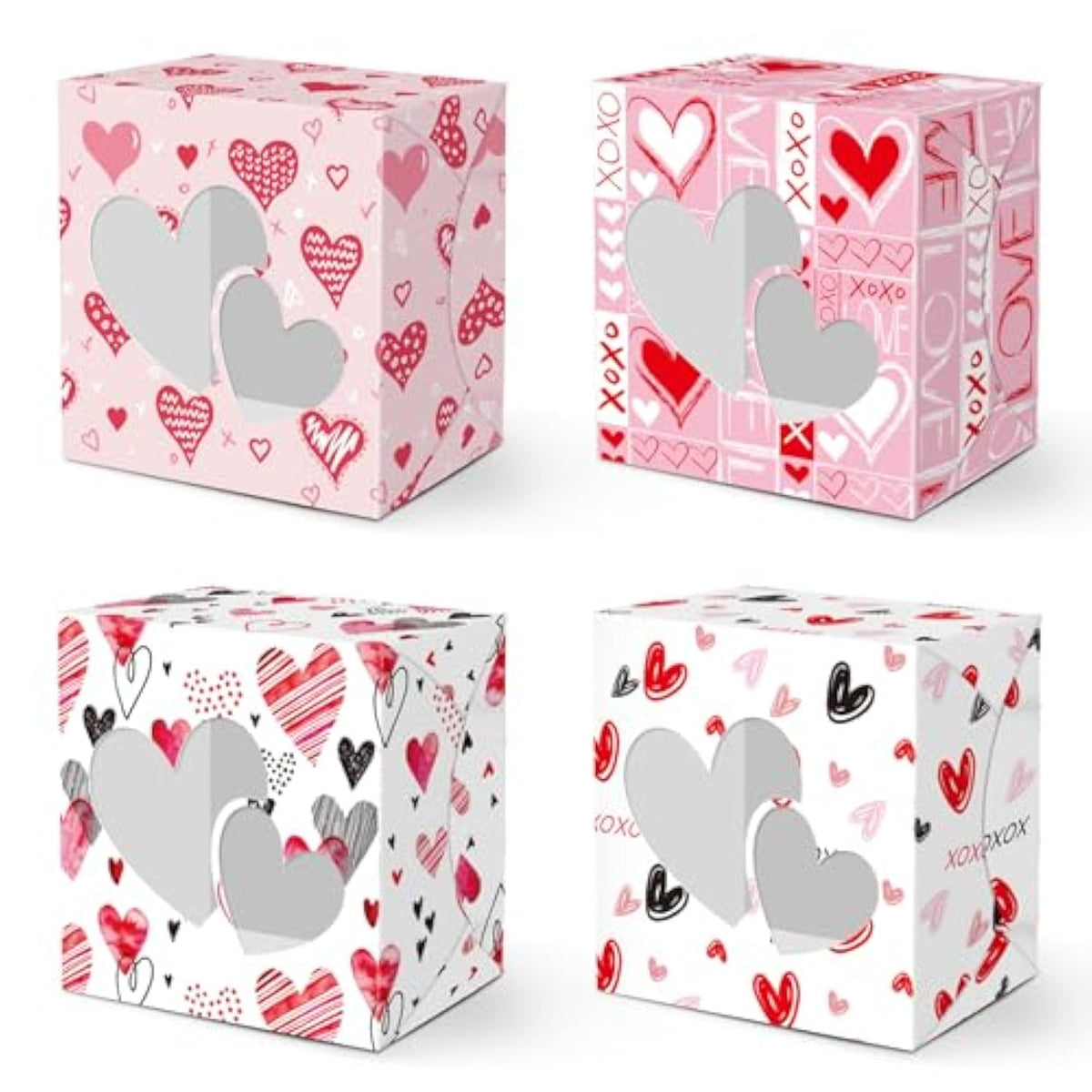 Valentine’S Day Treat Gift Boxes 24 Pcs Paper Transparent Window Packaging Box For Cookie Macaroon Candy Chocolate Wedding Birthday Party Favor Supplies Decorations