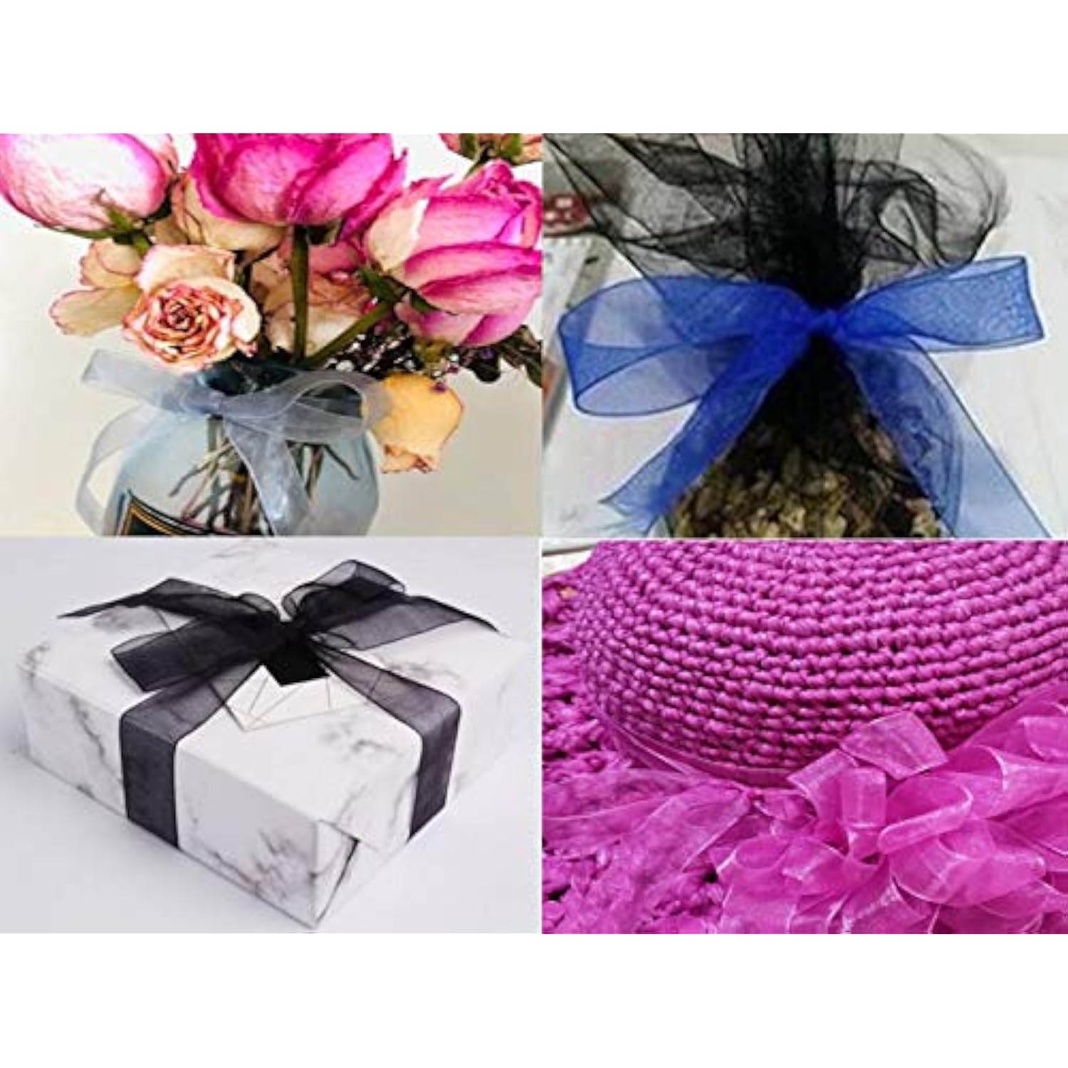 Organza Ribbon 1 Inch 50 Yards Shimmer Sheer Ribbon For Gift Wrapping