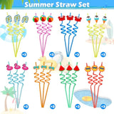 24Pcs Drinking Straws, Pool Party Decorations Supplies Summer Pool Beach Party Favors Crazy Silly Straws For Kids Hawaiian Birthday Goodie Bag Stuffers End Of Year Student Gifts Bulk Prizes For Kids