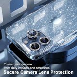 Compatible Iphone 13 Pro Max Case Cute, Women Clear Glitter Bling Sparkly Case, [3 X Diamond Camera Lens Protectors] [Non-Yellowing Shockproof Protective Cover] 6.7-Inch (Glitter Clear)