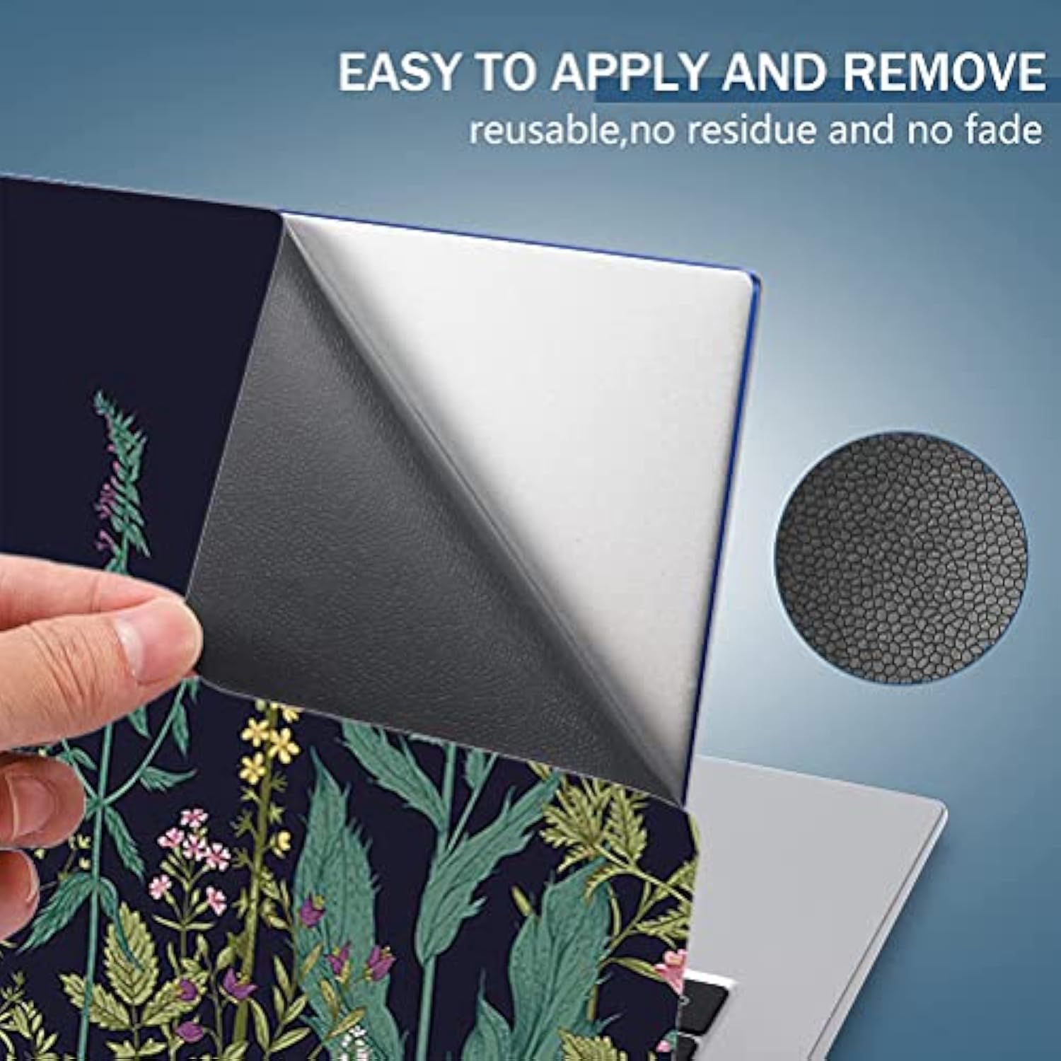 Laptop Skin Sticker,13.3 14 15 15.4 15.6 Inch Laptop Skins,Universal Vinyl Decal,Dustproof Scratch Resistant Reusable Cover Protector With Free 2 Wrist Pads (Flower In Black Background)
