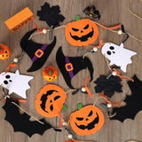 Halloween Garland: Felt Pumpkin, Ghost, Bat & Witch Decor