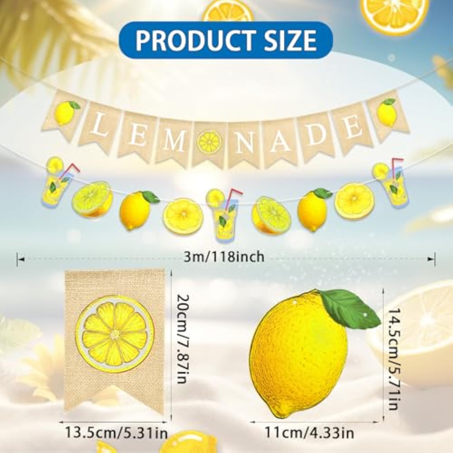 Lemonade Banner – Burlap Lemonade Stand Decoration With Lemon Garland For Summer Lemon Party, Bridal Shower, Lemon Theme Birthday, Farmers Market, And Lemon Decor