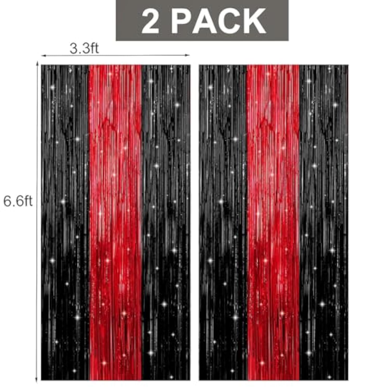 Red And Black Party Decorations With Happy Birthday Balloon Banner, Fringe Curtains, Star Foil Balloons Décor Supplies For Boys Girls 21St 25Th 30Th 35Th 40Th 50Th 60Th 70Th Birthday