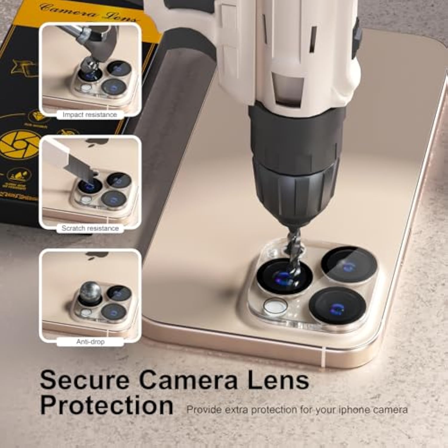 6-Pack iPhone 16 Pro/Pro Max Camera Lens Tempered Glass Protector Clear