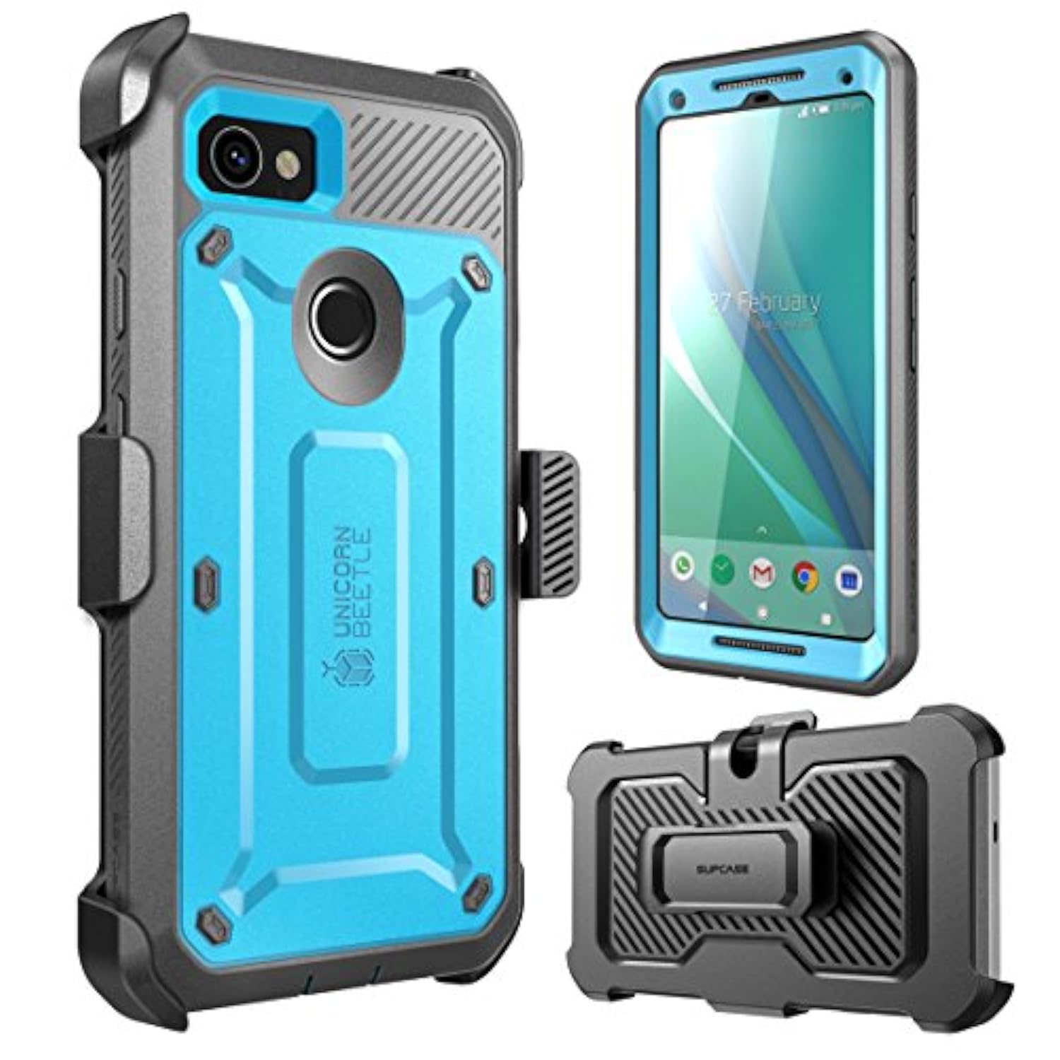 SUPCASE Unicorn Beetle Pro Series Designed for Google Pixel 3a Case, Full-Body Rugged Case with Built-in Screen Protector for Google Pixel 3a 2019 Release (Blue)