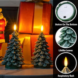 Christmas Tree Candles With 6 Hours Timer, 2 Pcs Waxy Led Flameless Candles Flickering, Green Electric Candles Battery Operated For New Year Celebration Holiday Decorations 8.5 Inches