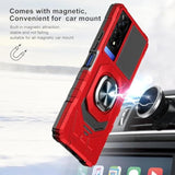 Compatible For Tcl 50 Xe 5G (T614Sp) Case, Tcl 50 Xe Nxtpaper 5G (T614Ws) Case, With Tempered Glass Screen Protector, Metal Ring Magnetic Support Kickstand Phone Case For Tcl 50Xe (Red)