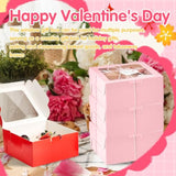 50 Pcs Valentine'S Day Cookie Boxes With Window 4X4X2.8 Inch Red Pink Pastry Bakery Treat Boxes Individual Cupcake Container For Valentines Macaroon Wedding Birthday Party