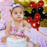 Mouse Party Balloons,6 Pcs Punch Balloons For Baby Shower, Minnie Party,Girls Party Kids Birthday Theme Party Decoration Supplies,24" Black Red Aluminum Foil Balloons (6Pcs)