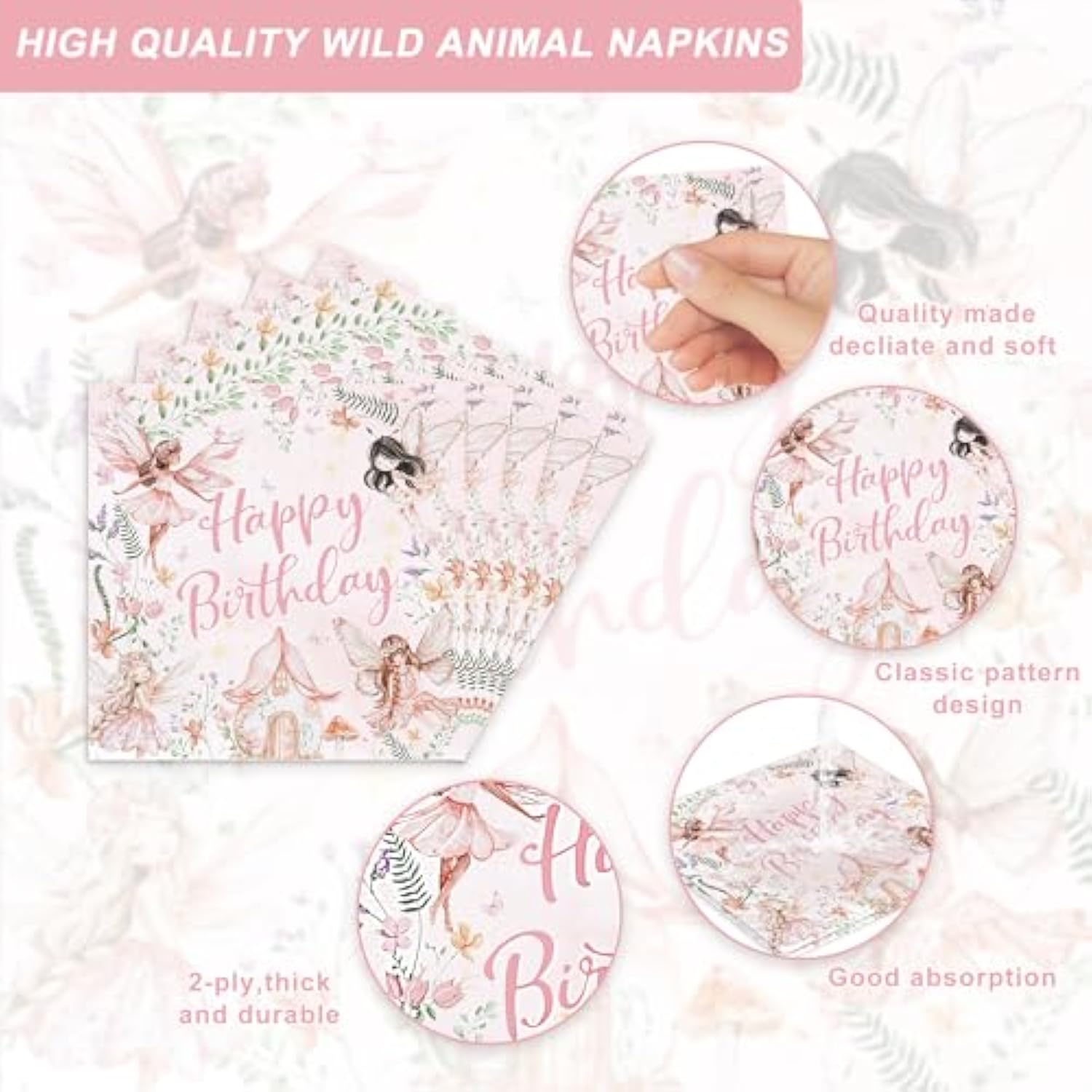 122Pcs Fairy Party Supplies For Girls Birthday Pink Fairies Enchanted Themed 1St 2Rd First Party Decor Garden Flowers Tableware Set Plates Napkins Cups Banner Tablecloth Forks Knives For 20 Guests