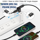 90° Angle Usb3.1 Male To Usb C Male Charging Adapter 10Gbps Usb3.1 Plug To Usb