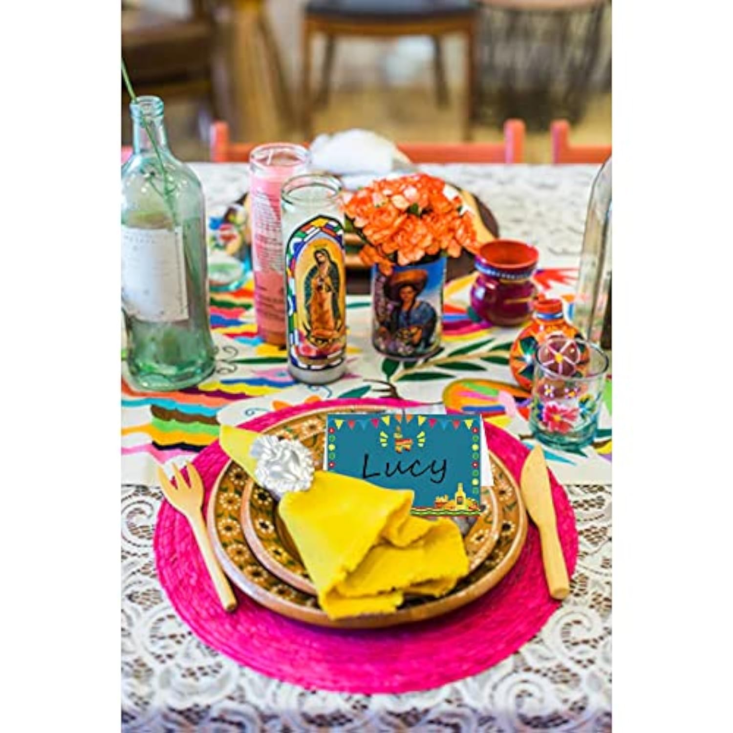 Fiesta Place Cards - Cinco De Mayo Mexican Themed Party Supplies Food Tents And Food Labels Decorations, Baby Shower Party Supplies(24Pcs)
