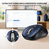 Bluetooth Wireless Mouse For Laptop,Usb+Bt×2,Usb-C Charging,Quiet Multi Device Mouse,Metal 4-Way Super Scrolling,± 3200 Dpi,10 Button,Plug&Play,Ergo Computer Cordless Mice,For Ipad/Tablet/Mac/Pc/Phone