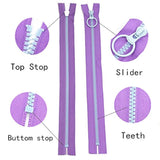 10Pcs 16 Inch (40Cm) #5 Plastic Zippers With Lifting Ring Pull Close E