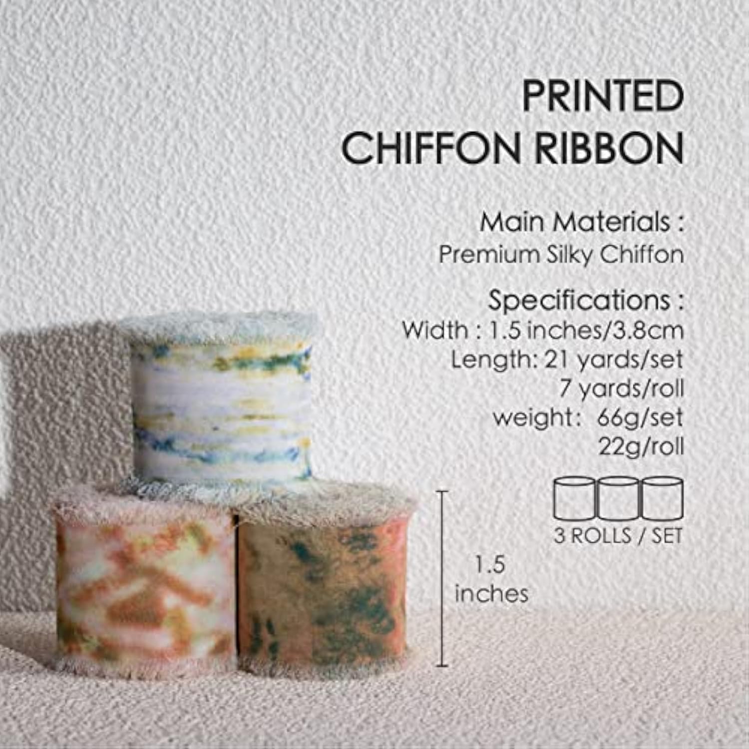 Handmade Chiffon Silk Ribbons 1.5" X 21Yd Fringe Edge Frayed Ribbon Fo
