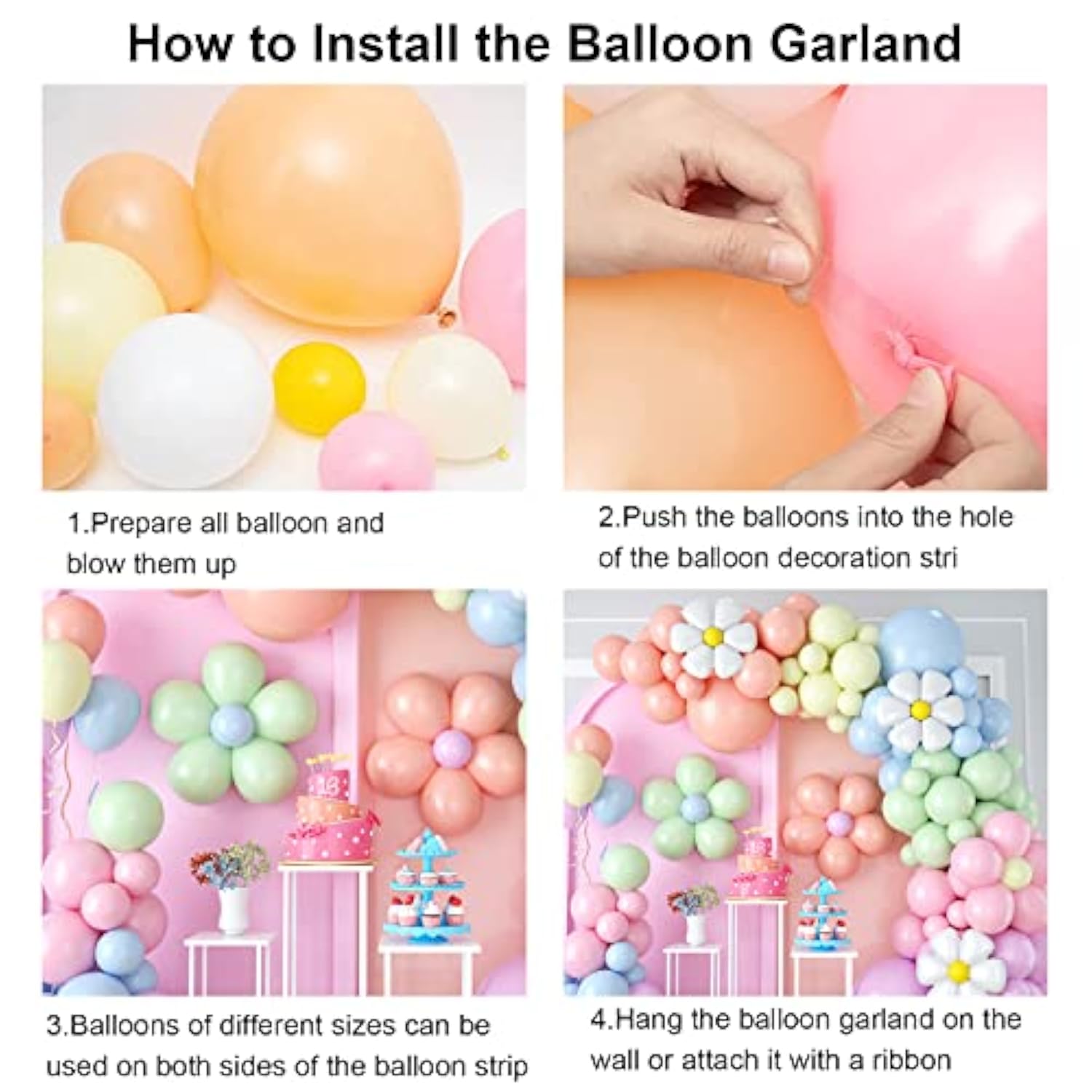Daisy Balloon Garland Kit: Retro Boho Macaron Pastel Party Decor