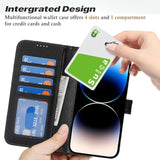 Genuine Leather Wallet Case for iPhone 14 Pro with 4 Card Slots and RFID Blocking - Black