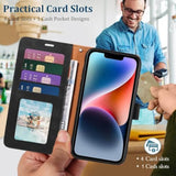iPhone 14 Wallet Case with RFID Blocking and 4 Card Slots, Black