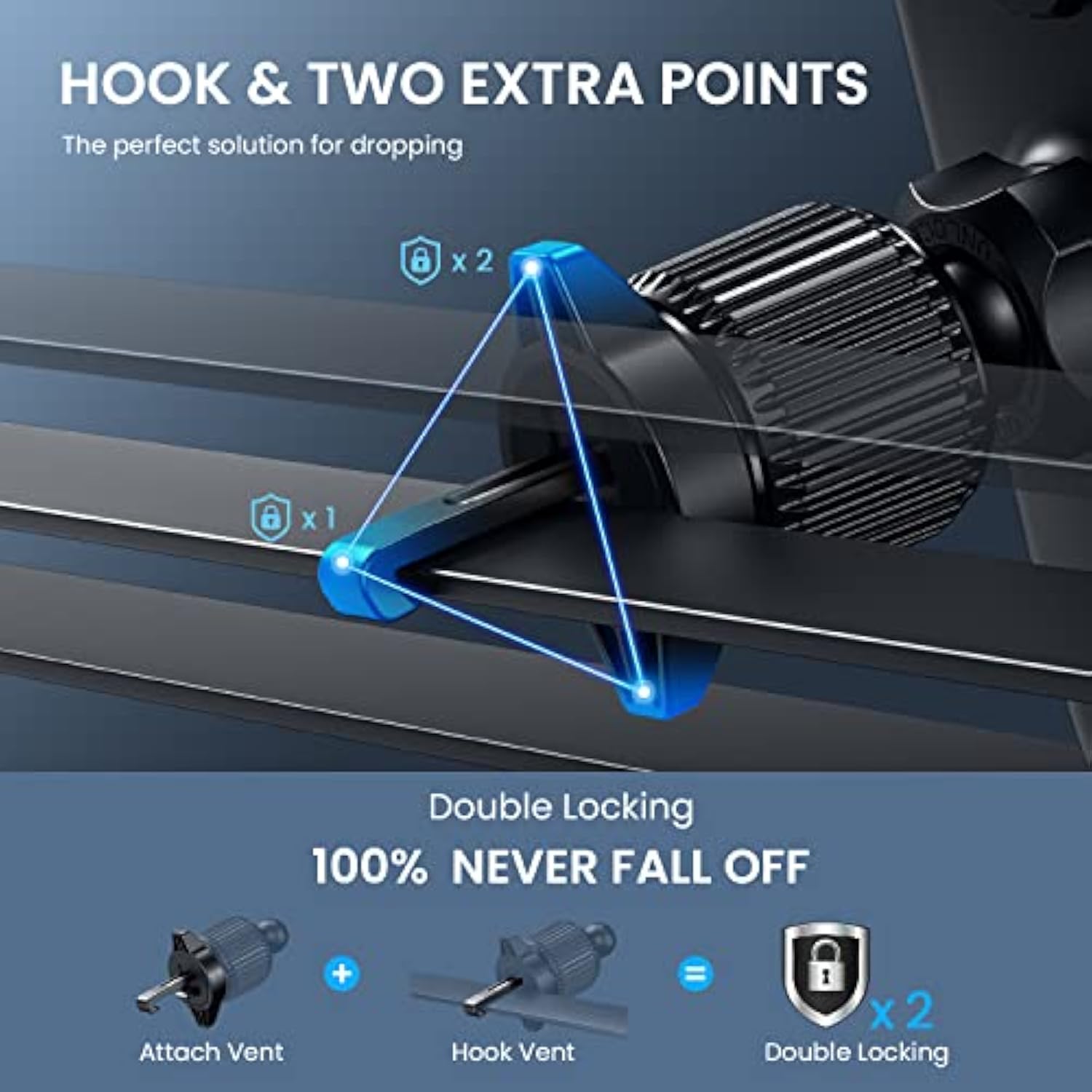 Car Vent Phone Mount [Upgraded Clip], Hands-Free Holder for Smartphones