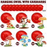 28 Pcs Mushroom Decorations Hanging Swirls Foil Balloons Forest Plant Theme Balloon Wonderland Party Supplies Wall Decor For Wedding Birthday